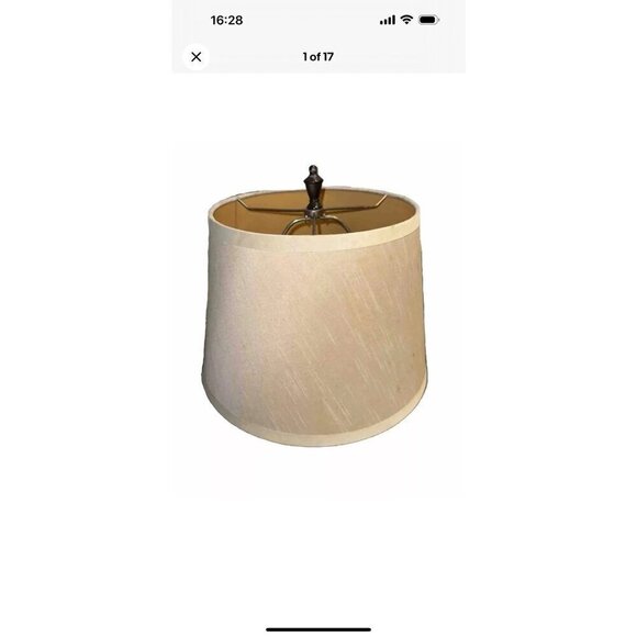 MCM LAMP DRUM STYLE SHADE LINEN BEIGE FABRIC MID CENTURY VINTAGE 10" X 10" DENTS - Picture 1 of 12